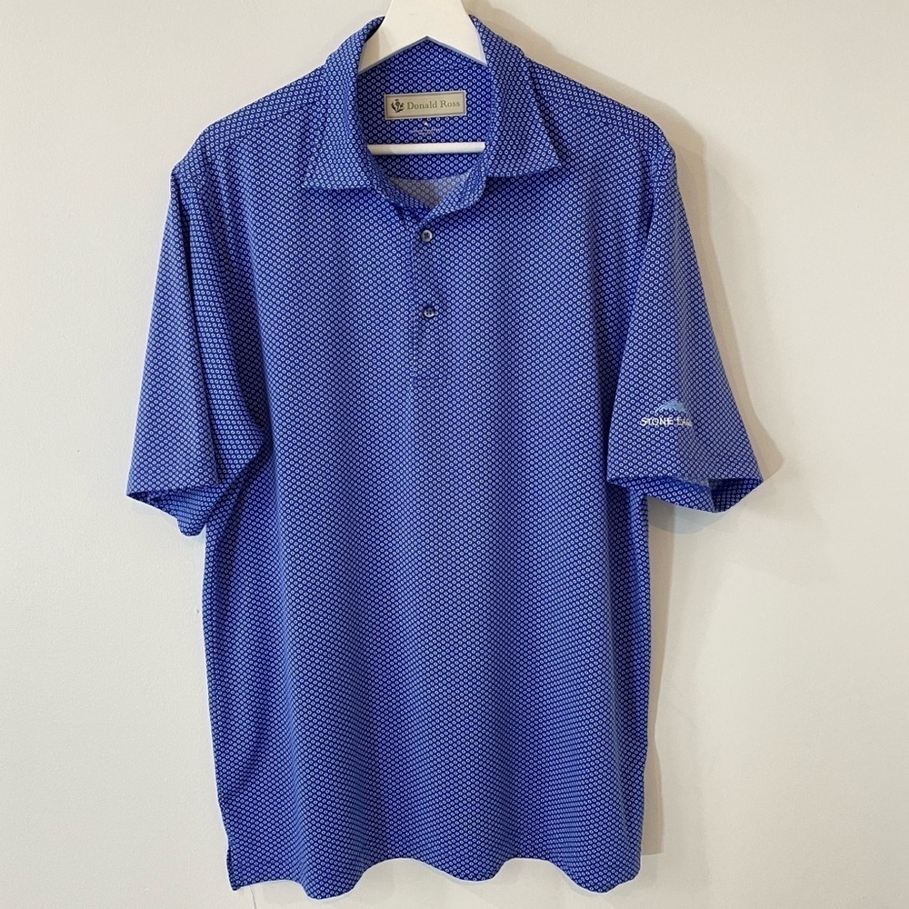 Stone Eagle Branded Blue Polo Tech Shirt Size M Donald Ross Blue and White